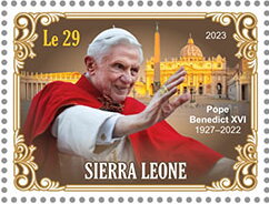 Stamp, Pope Benedict XVI (1927–2022), Sierra Leone,  , Famous People, Heads of State, Popes, Religion