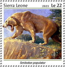 Stamp, Smilodon populator, Sierra Leone,  , Animals (Fauna), Prehistoric Animals, Prehistory