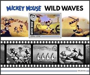 Souvenir Sheet, Wild Waves, Sierra Leone,  , Cartoons, Disney, Movies