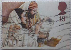 Stamp, The Holy Family; imperforate bottom, United Kingdom of Great Britain & Northern Ireland,  , Biblical Accounts, Christmas