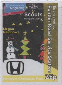 Stamp, Sponsored by Ponthir Road Service Station, United Kingdom of Great Britain & Northern Ireland,  , Christmas, Scouting