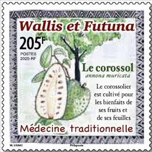 Stamp, Soursop (Annona muricata), Wallis and Futuna,  , Fruits and Berries