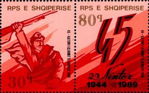 Se-tenant, 45th Anniversary of Liberation, Albania,  , Liberations