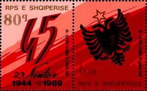 Se-tenant, 45th Anniversary of Liberation, Albania,  , Coats of Arms, Liberations