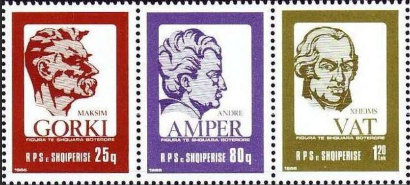 Maxim Gorky, André Marie Ampère, James Watt.