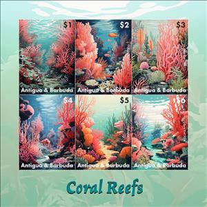 Mini Sheet, Coral Reefs, Antigua and Barbuda,  , Animals (Fauna), Corals and Sponges, Sea Life