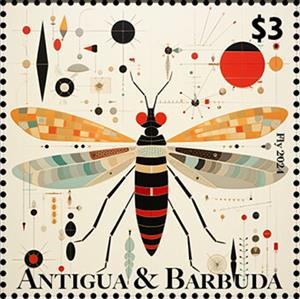 Stamp, Fly, Antigua and Barbuda,  , Animals (Fauna), Insects, Stylized Animals