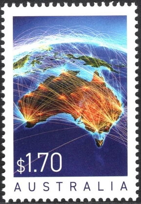 Stamp, Map of Australia with Digital Interconnections, Australia,  , Greetings, Maps