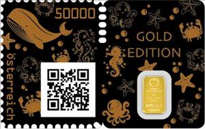 Stamp, Crypto Stamp 4.0: Whale - Gold edition, Austria,  , Animals (Fauna), Cryptostamps, Sea Life, Whales