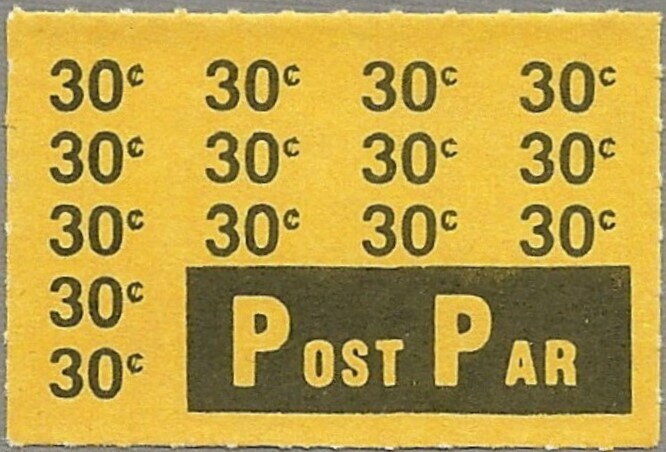 14 x "30c" plus "Post Par"