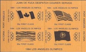 Mini Sheet, 1984 Los Angeles Olympics, Canada,  , Flags, Olympic Games