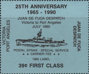 Stamp, 25th Anniversary of Juan De Fuca Despatch, Canada,  , Postal Services, Ships