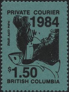 Stamp, Bear and Fish, Canada,  , Bears, Fishes