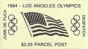 Stamp, Parcel Post, Flag of U.S.A., Canada,  , Flags, Olympic Games