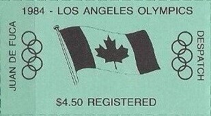 Stamp, Registered, Flag of Canada, Canada,  , Flags, Olympic Games