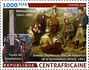 "Stephenson family (Birthplace of the locomotive)" (detail)
