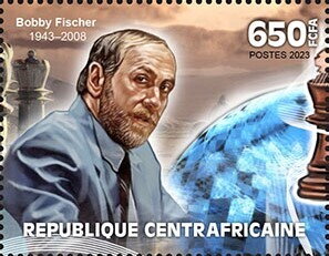 Stamp, Bobby Fischer (1943–2008), Central African Republic,  , Anniversaries and Jubilees, Chess, Famous People, Sports