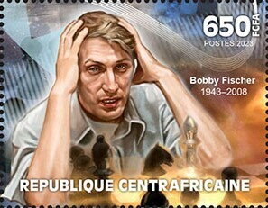 Stamp, Bobby Fischer (1943–2008), Central African Republic,  , Anniversaries and Jubilees, Chess, Famous People, Sports