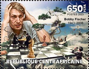 Stamp, Bobby Fischer (1943–2008), Central African Republic,  , Anniversaries and Jubilees, Chess, Famous People, Sports
