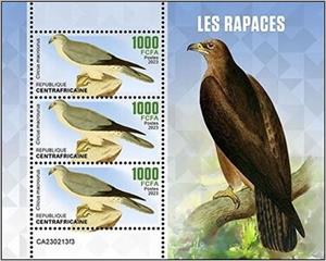 Mini Sheet, Circus macrourus, Central African Republic,  , Birds of Prey, Falcons