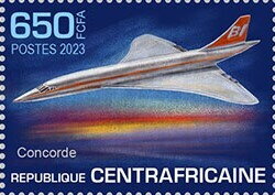 Stamp, Concord, Central African Republic,  , Aircraft, Airlines, Aviation