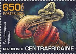Stamp, Corn snake (Pantherophis guttatus), Central African Republic,  , Animals (Fauna), Reptiles, Snakes