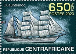 Stamp, Cuauhtemoc, Central African Republic,  , Sailing Ships, Ships