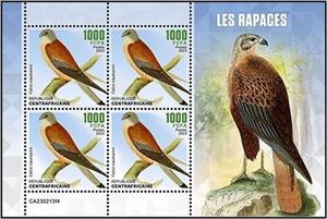 Mini Sheet, Falco naumanni, Central African Republic,  , Birds of Prey, Falcons