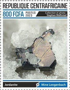 Stamp, Jordanite, Lengenbach Mine, Central African Republic,  , Minerals, Mining