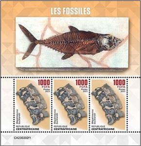 Mini Sheet, Megalosaurus bucklandii, Central African Republic,  , Fossils, Prehistory