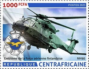 Stamp, NH90, Emblem of the Finnish Air Force, Central African Republic,  , Aviation, Helicopters, N.A.T.O.