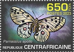 Stamp, Parnassius apollo, Central African Republic,  , Animals (Fauna), Butterflies and Moths, Insects