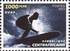 Stamp, Pre-Olympic Year 2023, Central African Republic,  , Sports, Surfing