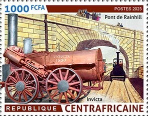 Stamp, Rainhill Bridge, Invicta, Central African Republic,  , Anniversaries and Jubilees, Bridges, Famous People, Изобретатели, Locomotives, Railways