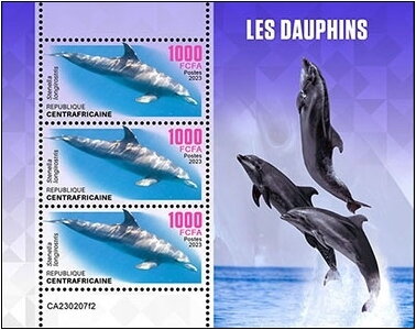 Mini Sheet, Stenella longirostris, Central African Republic,  , Dolphins, Sea Life