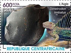 Stamp, The Eagle, Dimetrodon limbatus, Central African Republic,  , Animals (Fauna), Dinosaurs, Meteorites, Prehistoric Animals