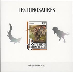 Souvenir Sheet, Dinosaurs Silver Impressions, Central African Republic,  , Dinosaurs, Prehistoric Animals