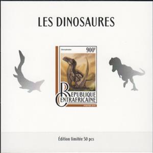 Souvenir Sheet, Dinosaurs Silver Impressions, Central African Republic,  , Dinosaurs, Prehistoric Animals