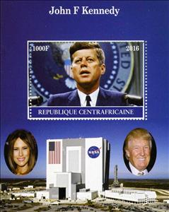 Souvenir Sheet, John F. Kennedy, Central African Republic,  , Famous People, Heads of State, Politicians