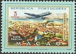 Stamp, views with Airplane, Macau,  , Landscapes