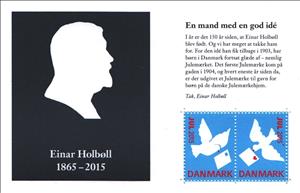 Souvenir Sheet, 150th Birth Anniversary of Einar Holbøll, Denmark Stamps - Christmas Seals,  , Animals (Fauna), Birds, Christmas, Pigeons