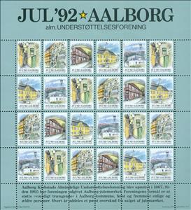 Full Pane, Aalborg Julen 1992, Denmark Stamps - Christmas Seals,  , Christmas