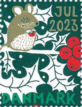 Stamp, Christmas 2023, Denmark Stamps - Christmas Seals,  , Animals (Fauna), Christmas, Mice, Plants (Flora)