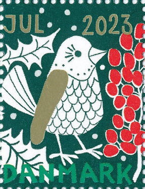 Stamp, Christmas 2023, Denmark Stamps - Christmas Seals,  , Animals (Fauna), Birds, Christmas, Fruits and Berries, Plants (Flora)