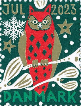 Stamp, Christmas 2023, Denmark Stamps - Christmas Seals,  , Animals (Fauna), Birds, Birds of Prey, Christmas, Owls