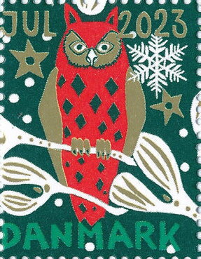 Stamp, Christmas 2023, Denmark Stamps - Christmas Seals,  , Animals (Fauna), Birds, Birds of Prey, Christmas, Owls
