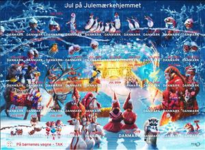 Full Pane, Christmas Celebration at the Christmas Seal Home, Denmark Stamps - Christmas Seals,  , Christmas