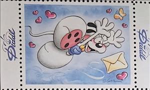 Stamp, Diddl with letter, Fantasy Issues,  , Cartoons, Hearts, Letters (Mail), Stylized Animals