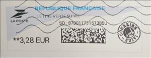 Stamp, Lisa Type Wave, France,  , Letters (Alphabet), Numbers