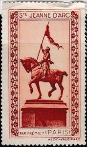 Stamp, Sainte Jeanne d'Arc par Fremiet (Paris), France,  , Equestrianism and horse riding, Famous People, Paintings, Saints, Women